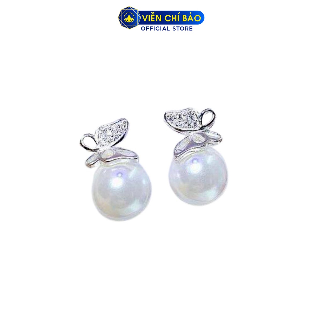 Bông tai bạc nữ hồ điệp hạt châu chất liệu bạc 925 thời trang phụ kiện trang sức nữ thương hiệu Viễn Chí Bảo B400124