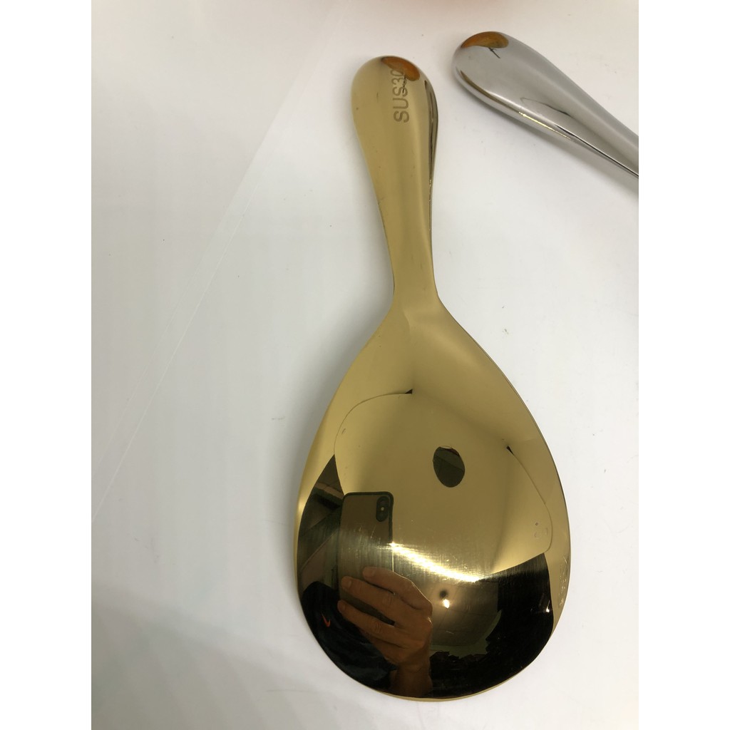 Vá cơm, môi inox 304 Hàn Quốc eo chống dính dày sáng bóng cả vàng titan 20.5cm siêu bền đẹp vệ sinh an toàn