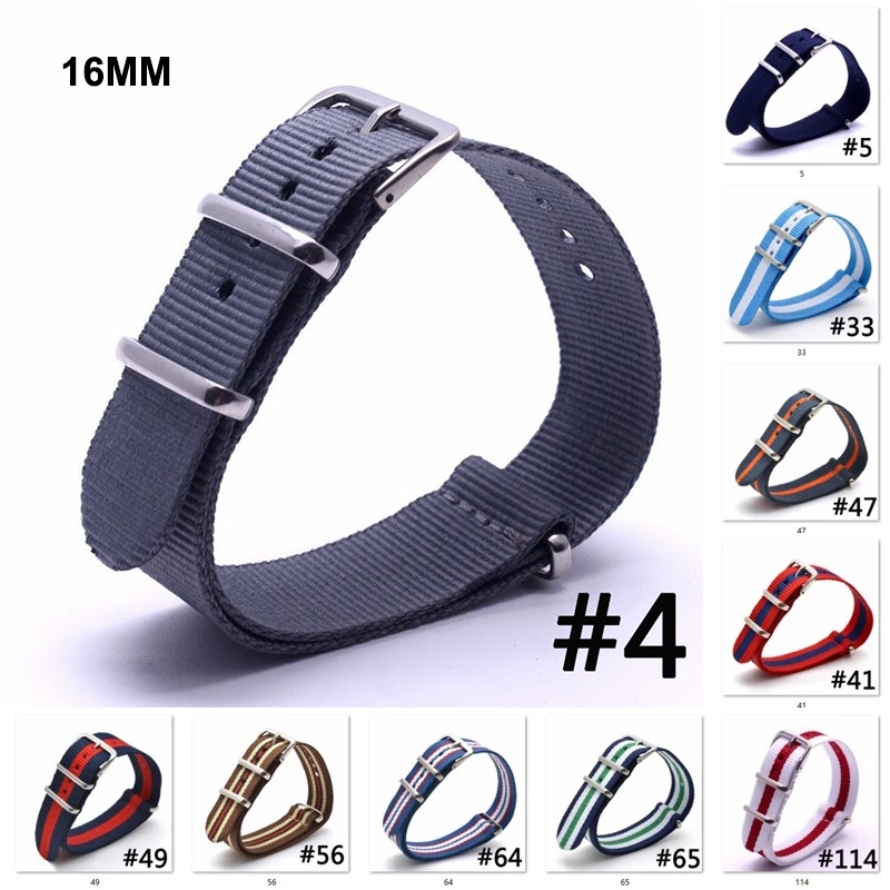 Dây Đồng Hồ Đeo Tay 16mm 18mm 20mm 22mm 24mm Chất Liệu Nylon Màu Xanh Lá Đỏ Phong Cách Quân Đội