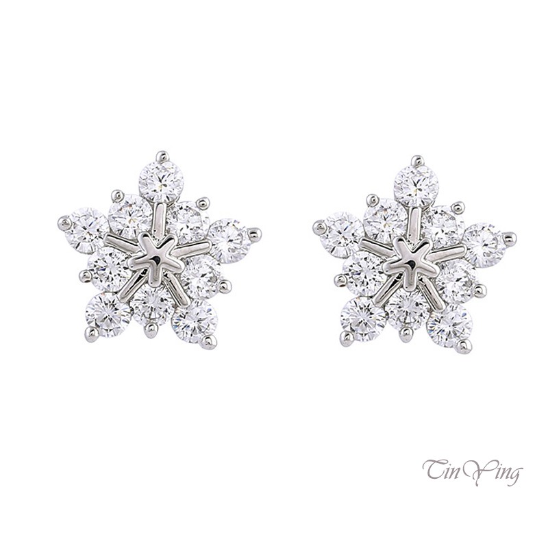 GETNOIVAS 1 đôi khuyên tai hình bông tuyết đính đá pha lê thời trang dành cho nữ