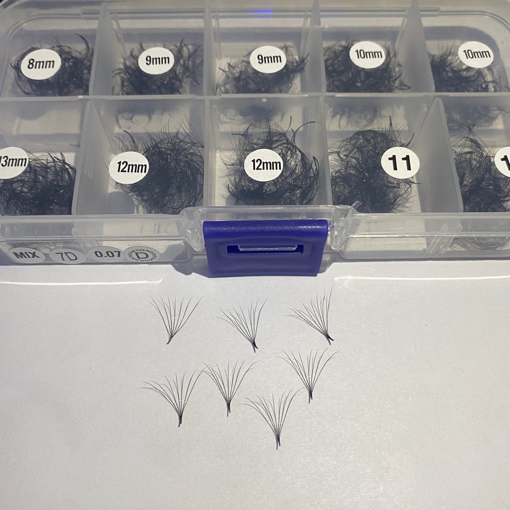 Mi FAN 7D C-CC  - D 0.07 MIX SIZE (8-&gt;13), (8-&gt;15)mm (1000fan)_dụng cụ nối mi_THÚY HÀ