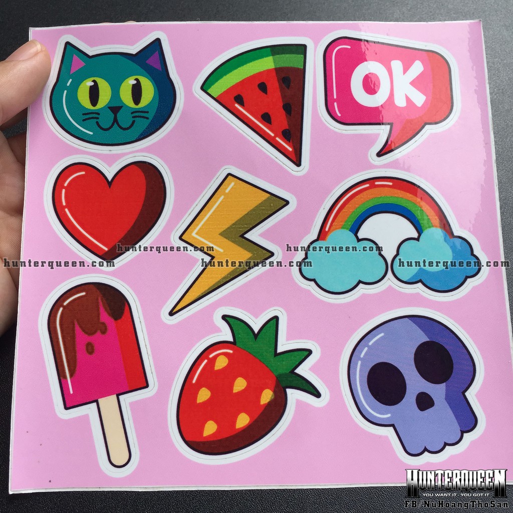 Sticker cute chống nước. Hình dán dễ thương trang trí mọi nơi. Logo Laptop, tường, nón bảo hiểm
