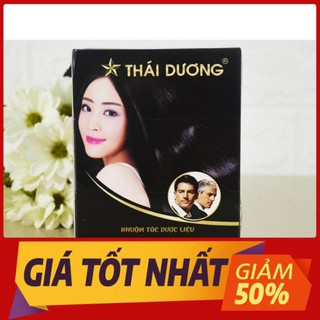 Sale manh Bột nhuộm tóc dược liệu màu đen Sao Thái Dương hộp 5 gói