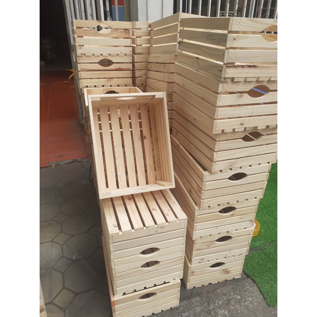 Hộp gỗ Pallet thông 30 x 40 x s20 - box gỗ thông decor