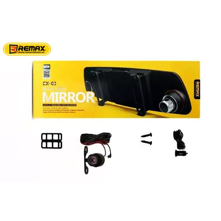 Camera hành trình thông minh trên xe hơi gắn gương chiếu hậu tích hợp camera lùi Remax CX - 03