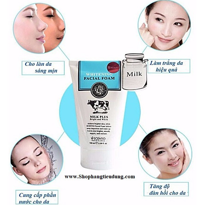 Sữa Rửa Mặt Con Bò Beauty Buffet Whitening Facial Foam Chính Hãng Thái - Tạo Bọt Dưỡng Trắng 100 ml