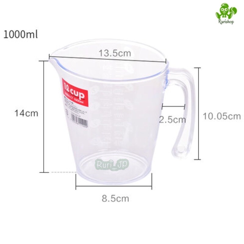 Ca đong chia vạch làm bếp Inomata Nhật Bản_nhựa cao cấp trong suốt chịu nhiệt (1000ml/1L)