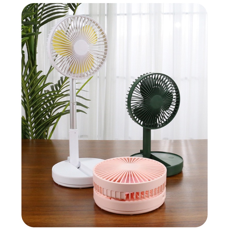 [BH 12Tháng] Quạt Tích Điện Gấp Gọn, Quạt Mini Để Bàn Xoay 180 Độ, 3 Tốc Độ Gió, Cổng Sạc USB, Pin 1200mAh, Lỗi 1 Đổi 1