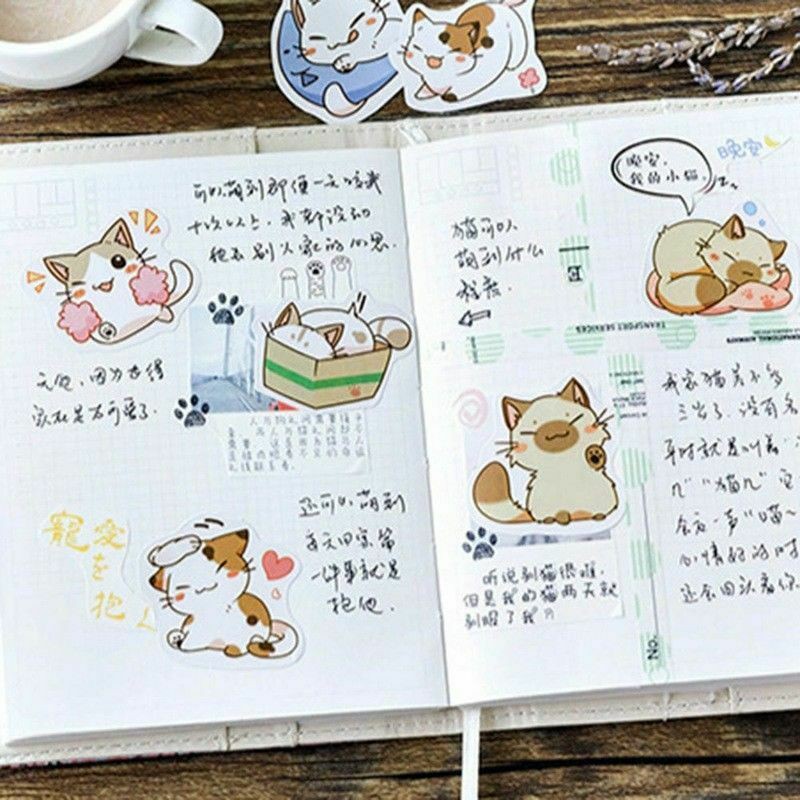 Sticker Dán Trang Trí Nhật Ký Hình Chú Chó Akita Dễ Thương