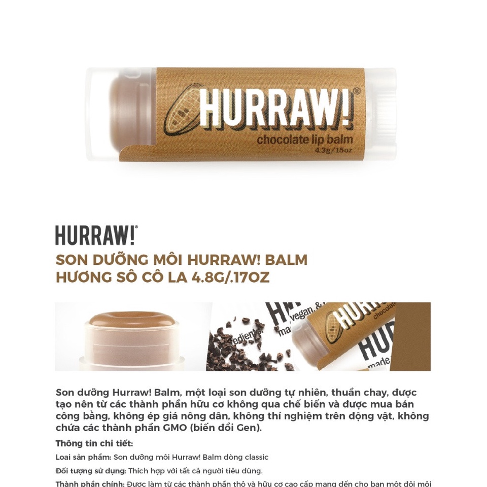 Son dưỡng môi Hurraw! Lip Balm 4.8g/.17oz