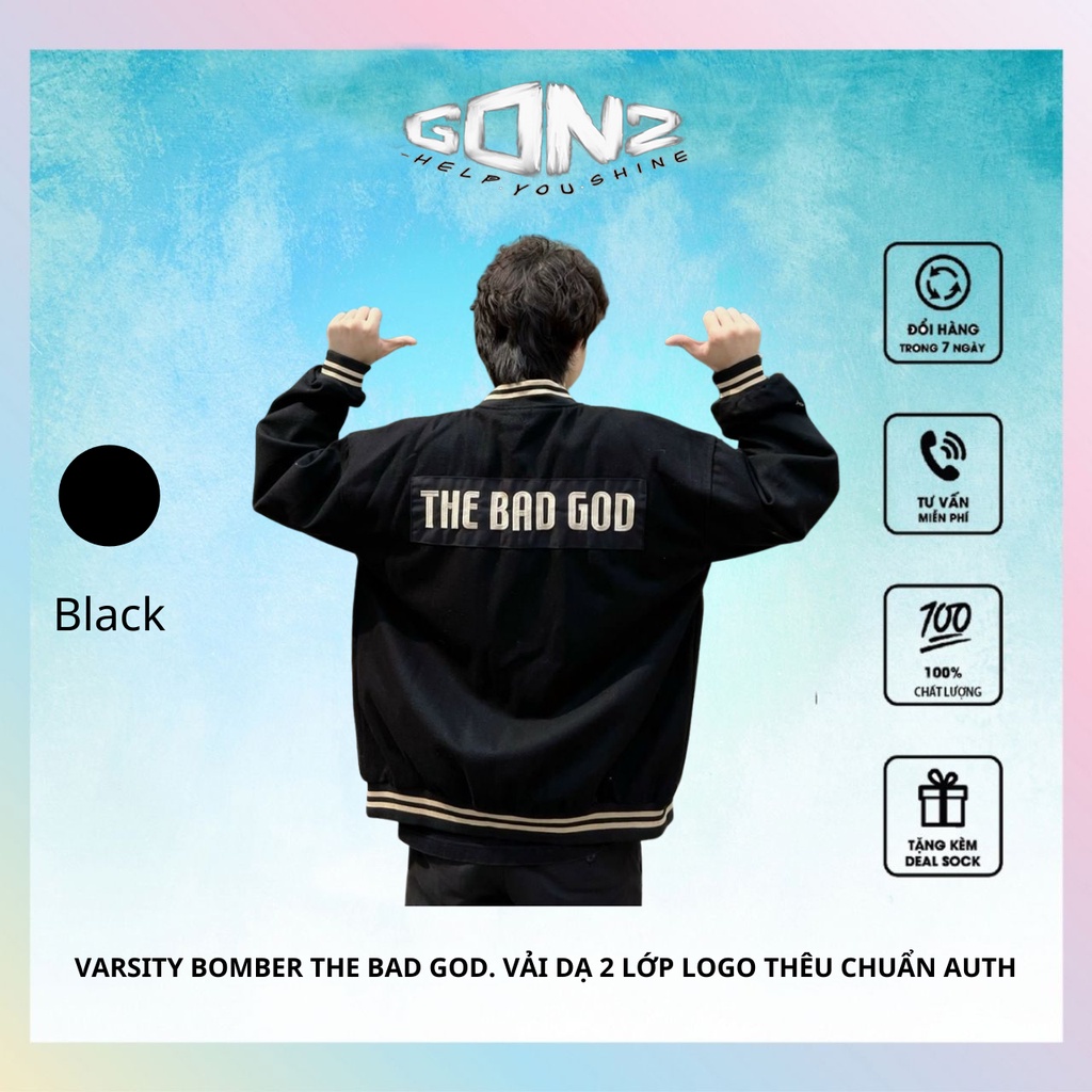 Áo khoác Varsity Jacket Bomber The Bad God Signature basic vải dạ 2 lớp