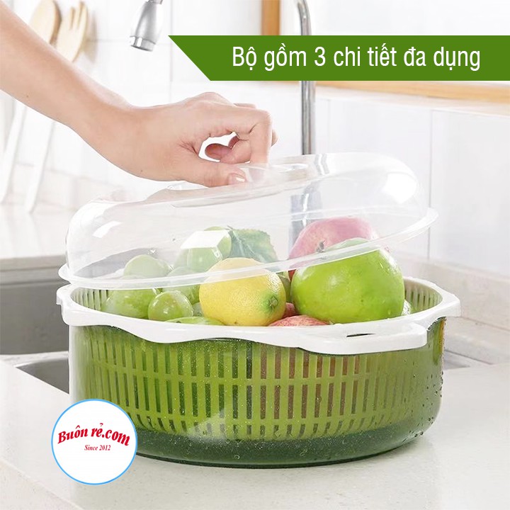 Bộ rổ chậu tròn kèm nắp đậy NHỰA SONG LONG PLASTIC (NO: 2896)- bộ rổ chậu 3 chi tiết đa năng – Buôn rẻ 01201