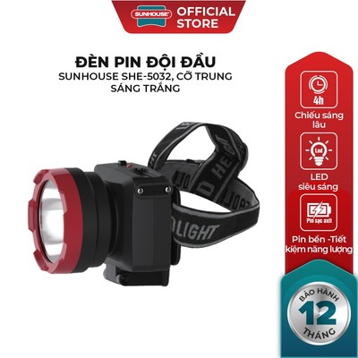 Đèn pin đội đầu SUNHOUSE cỡ trung siêu sáng SHE-5032