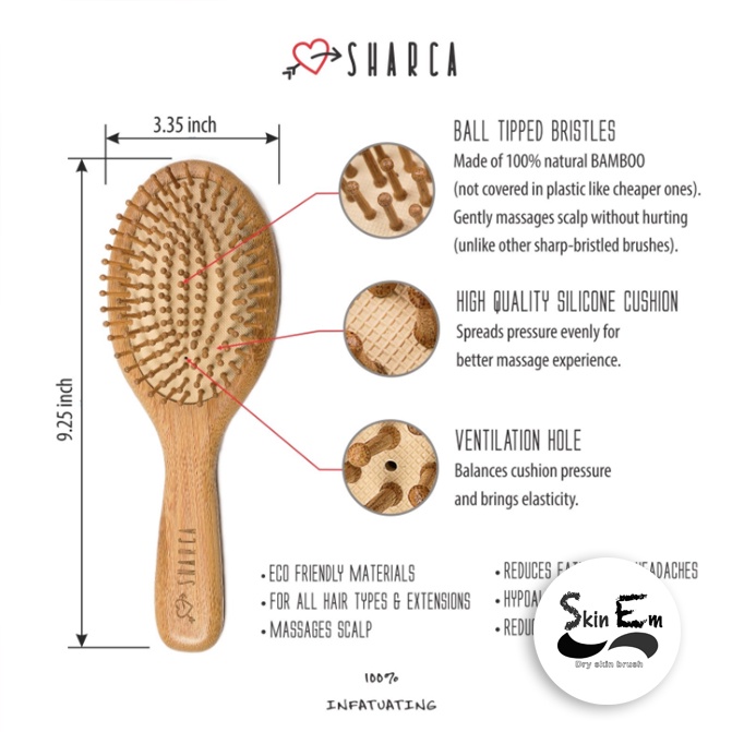 Lược chải tóc massage đầu bằng tre ⚡️ lược tre cao cấp Skinem