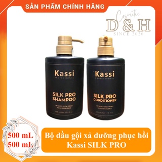 Bộ dầu gội xả phục hồi Kassi SILK PRO 500ml x2 siêu thơm mềm mượt phục hồi tóc uốn duỗi nhuộm