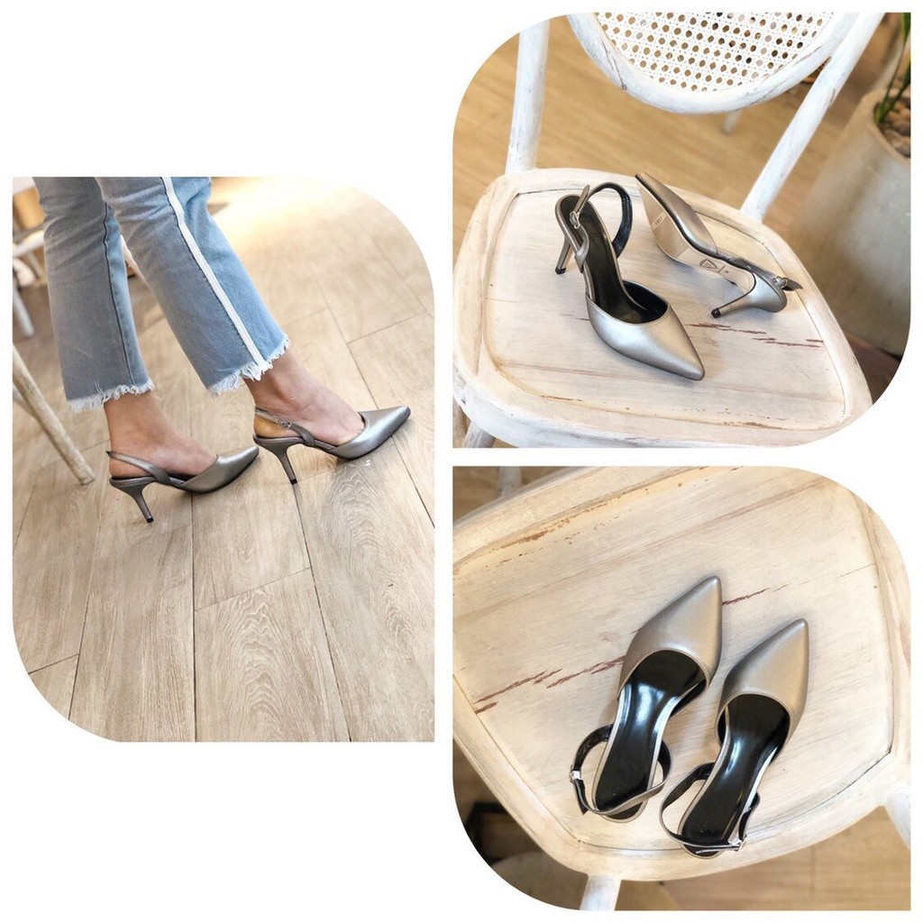 Sandal Slingback Vimily gót nhọn 7 phân