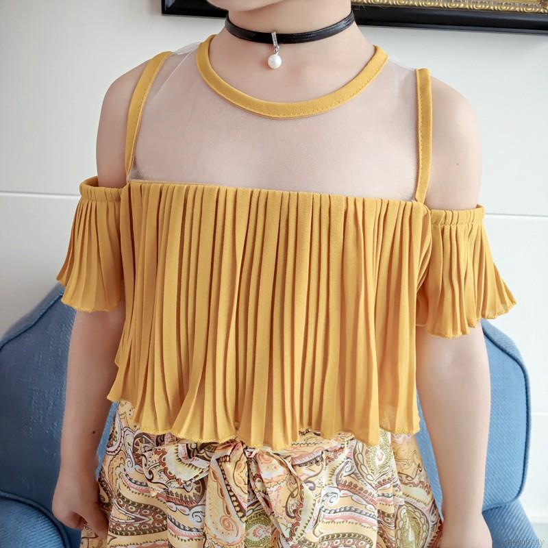 Set áo phối lưới + Chân váy xòe dễ thương cho bé gái