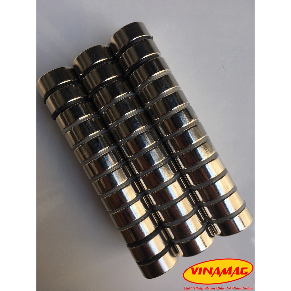 Bộ 10 Viên nam châm đất hiếm NdFeB phi tròn 25x5mm lỗ vát 6mm, nam châm trắng lực từ mạnh