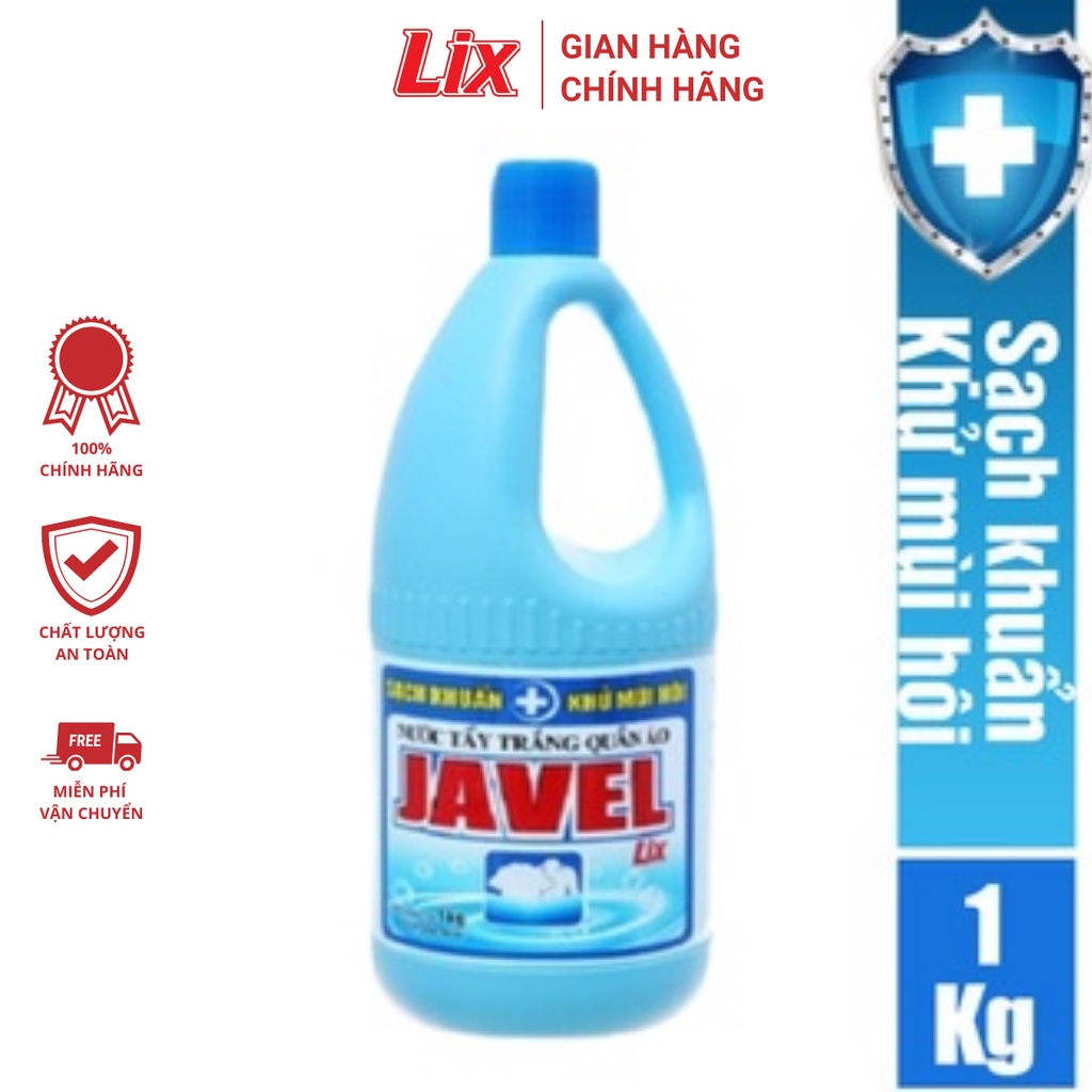 Nước tẩy trắng quần áo nước Javel Lix 1Kg - tẩy quần áo sạch khuẩn