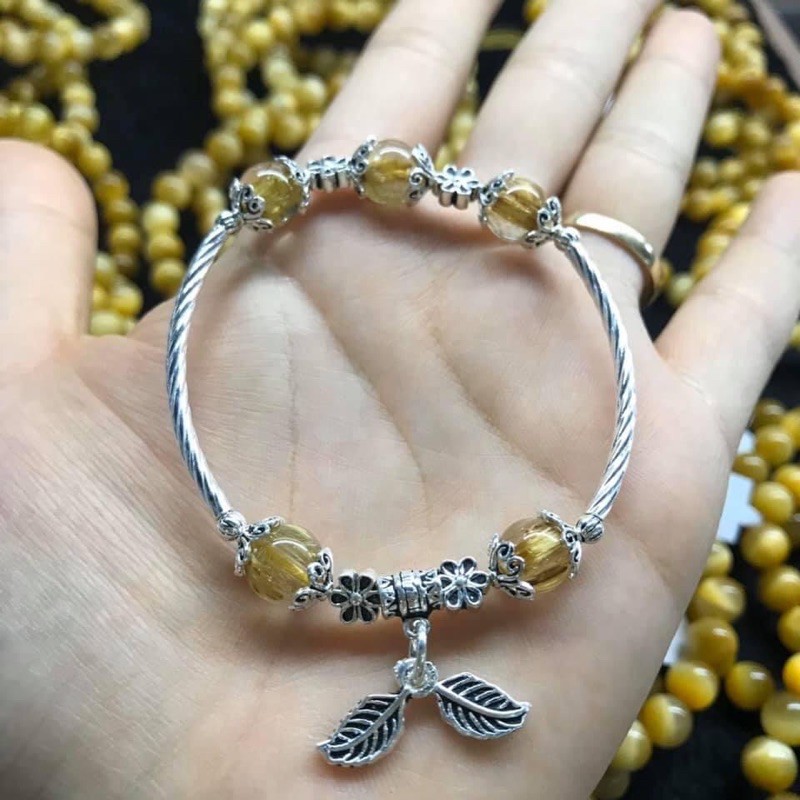 vòng tay phong thủy phối charm bạc 925 ( hợp mệnh kim, thổ )