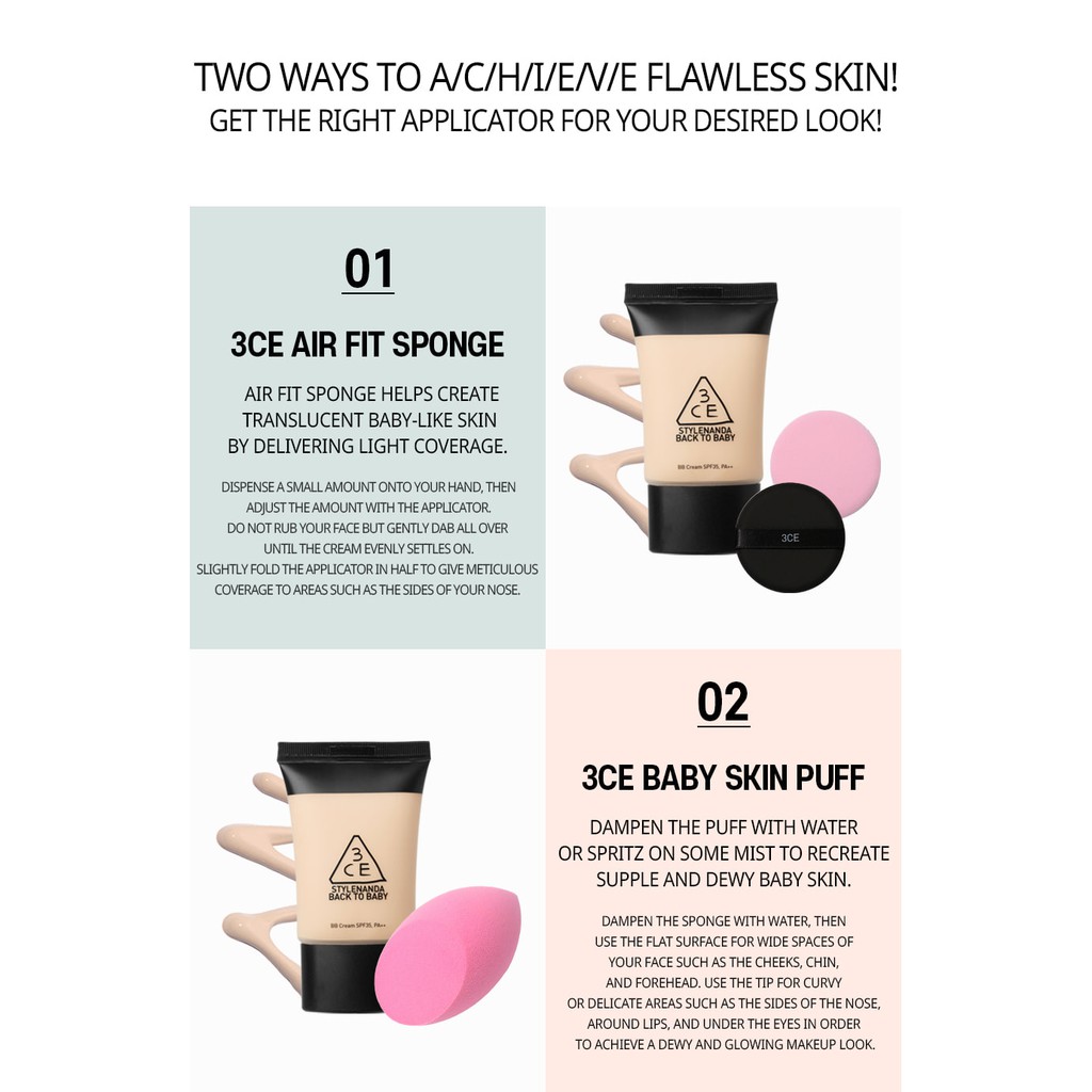 KEM NỀN [3CE] BACK TO BABY BB CREAM 30ml