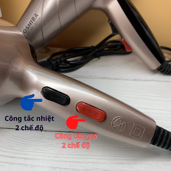 Máy sấy tóc mini tạo kiểu công suất lớn chính hãng 2 chiều toshiba