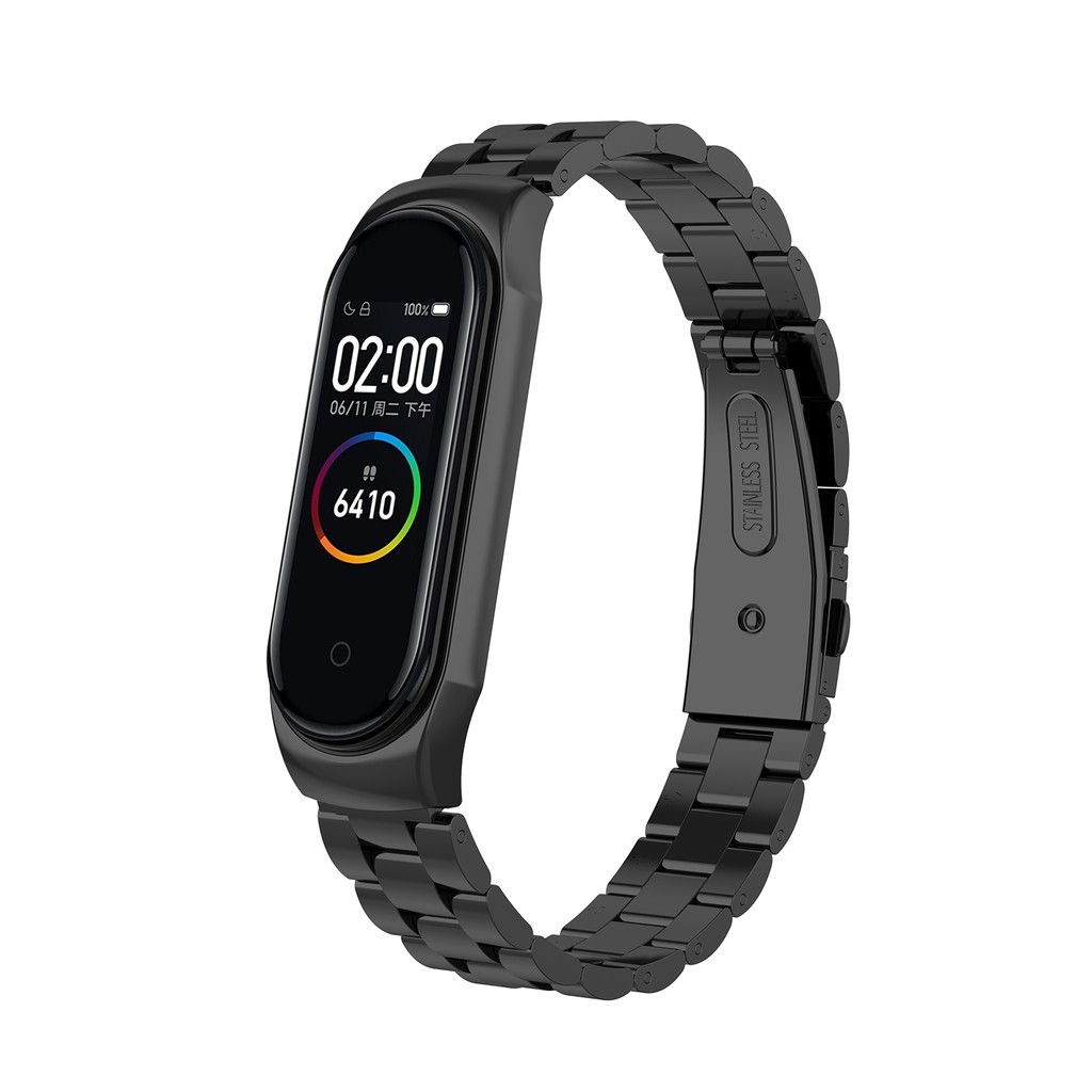 Dây đeo phụ kiện bằng thép không gỉ thông minh cao cấp cho Xiaomi Mi band 4 / Mi Band 3