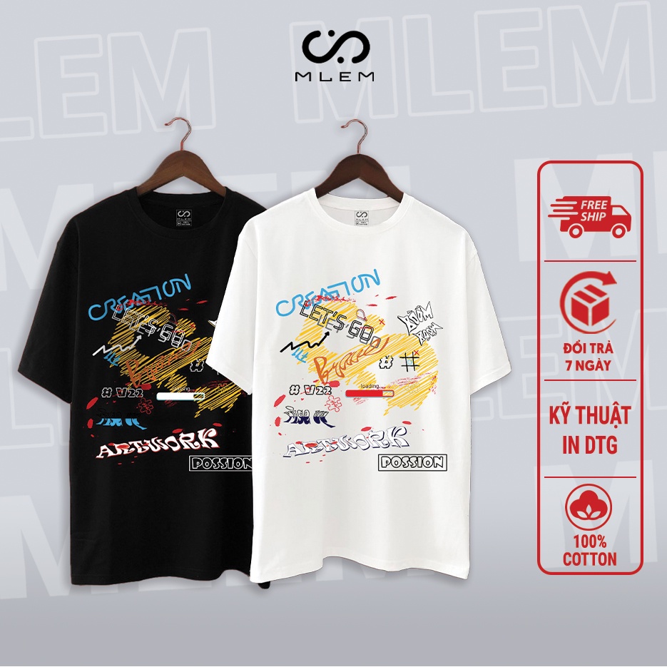 Áo Thun Cổ Tròn Unisex Nam Nữ Tay Lỡ MLEM Artwork 100% Cotton Cao Cấp Áo Phông Form Rộng Chất Mát Vải Dày