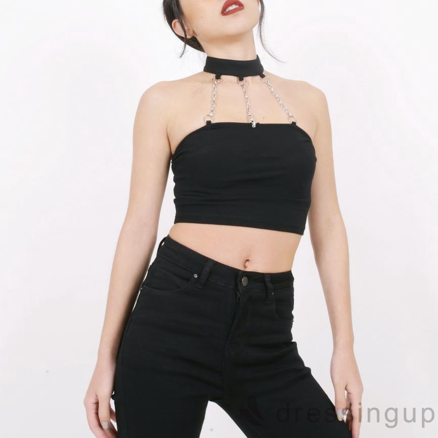 Áo ngắn cổ yếm hở lưng quyến rũ cho nữ