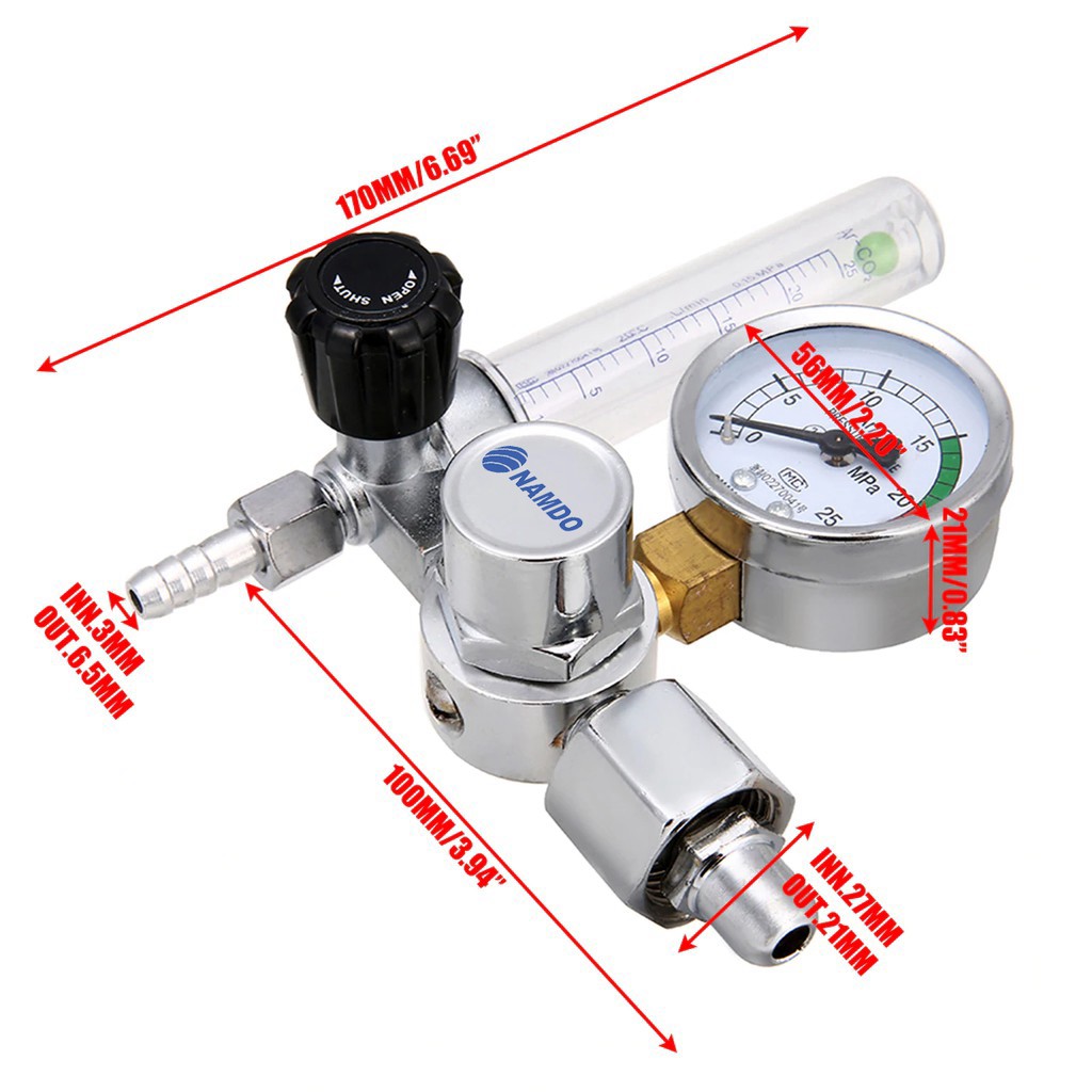 Đồng hồ đo áp suất khi nén Argon khí CO2