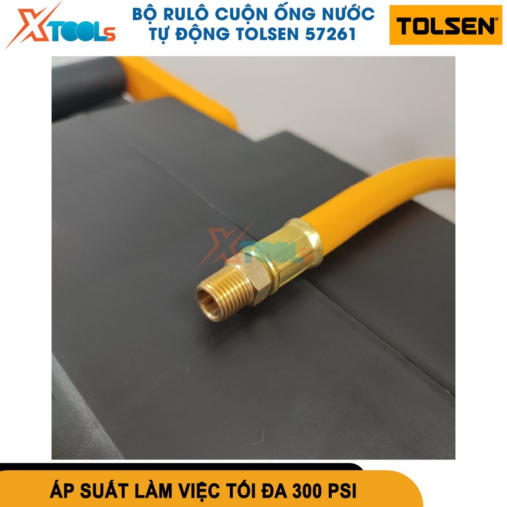 Bộ Rulô Cuộn Ống Nước Tự Động Tolsen 57261, kèm dây dài 15m, áp suất vòi 300psi, chất liệu nhựa [CHÍNH HÃNG][XTOOLS]