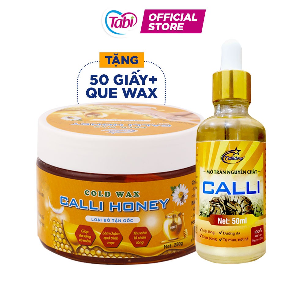 Combo Wax Lông An Lành Nách Chân Tay Bikini Calli Honey tặng 50 giấy 2 que wax - CWL