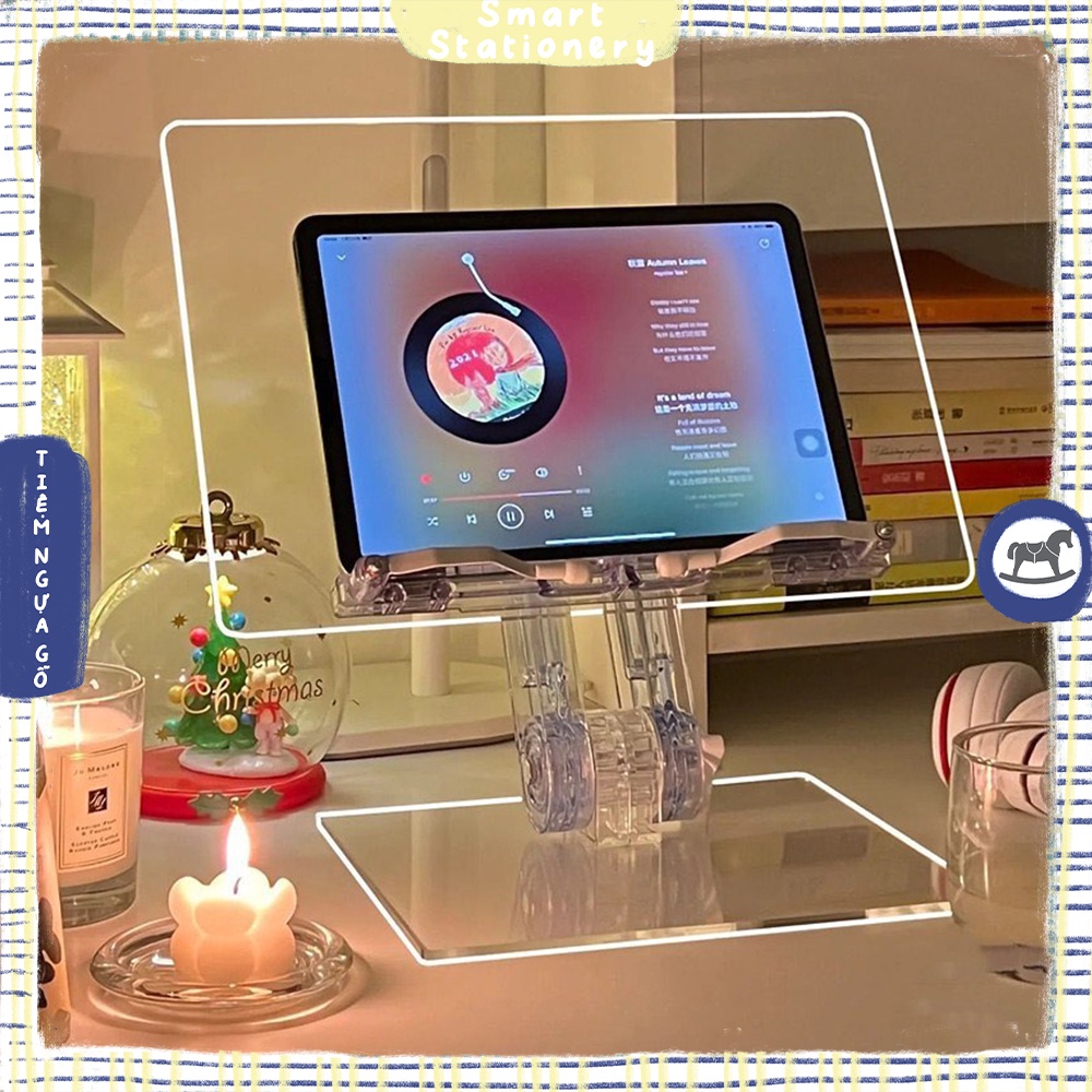 Giá Đỡ Sách Ipad Laptop Acrylic Trong Suốt Có Thể Xoay, Gập Điều Chỉnh Linh Động - Tiệm Ngựa Gỗ