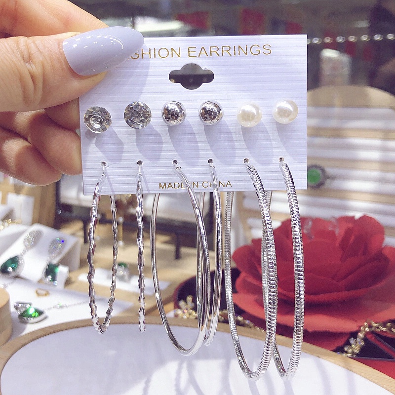 6 Đôi Bông Tai Hình Trái Tim Bằng Bạc