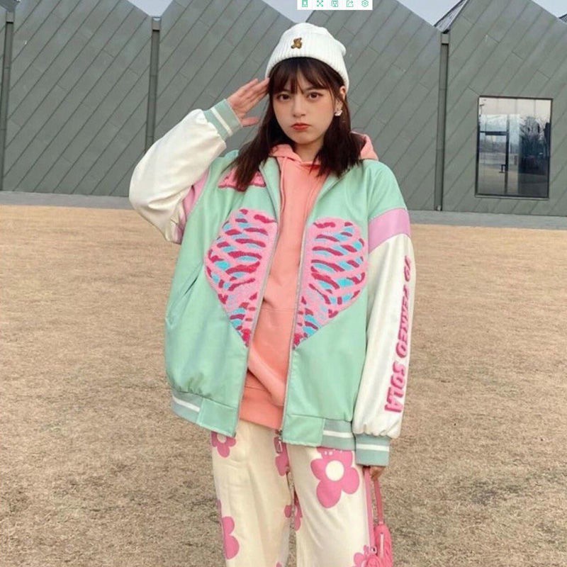 Áo Khoác Bóng Chày Phong Cách vintage Thời Trang Xuân Thu 2021