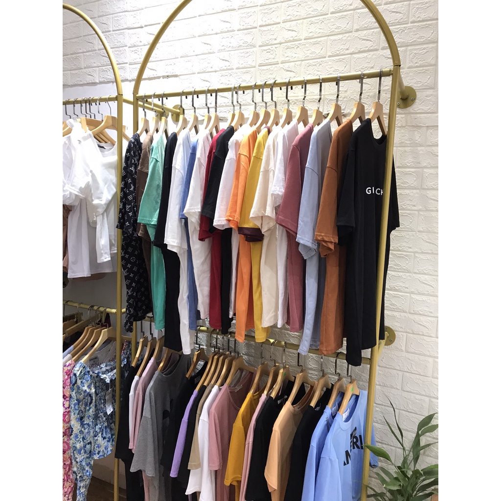 Giá treo bắn tường hình vòm cong 2 tầng - Khung treo quần áo - Giá kệ cho shop thời trang