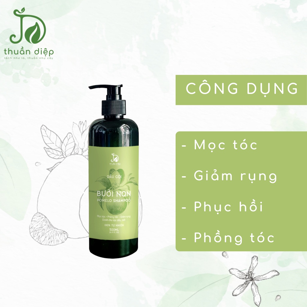 Combo dầu gội dầu xả bưởi mọc tóc nhanh, giảm rụng tóc, tóc chắc khỏe suôn mượt handmade Thuần Diệp