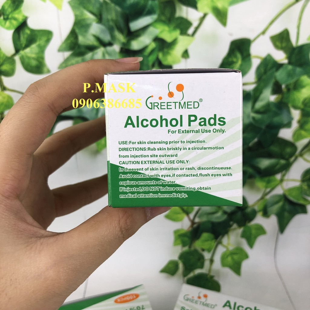 Bông tẩm cồn Greetmeed (Hộp 100 miếng) – Alcohol Pads - Nhập khẩu chính thức từ hãng GREETMED