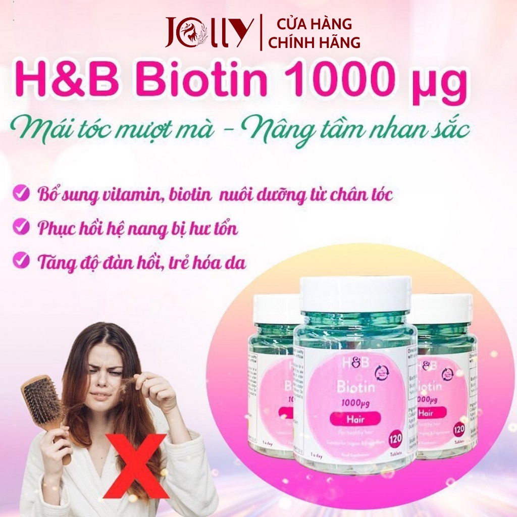 Viên Uống Mọc Tóc Biotin 1000MG H&B Dạng Viên Thuốc Mọc Tóc 120 Viên Anh Quốc - Hàng Chính Hãng