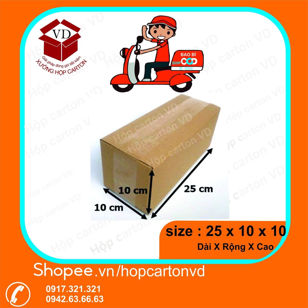 Hộp carton đóng hàng 25*10*10