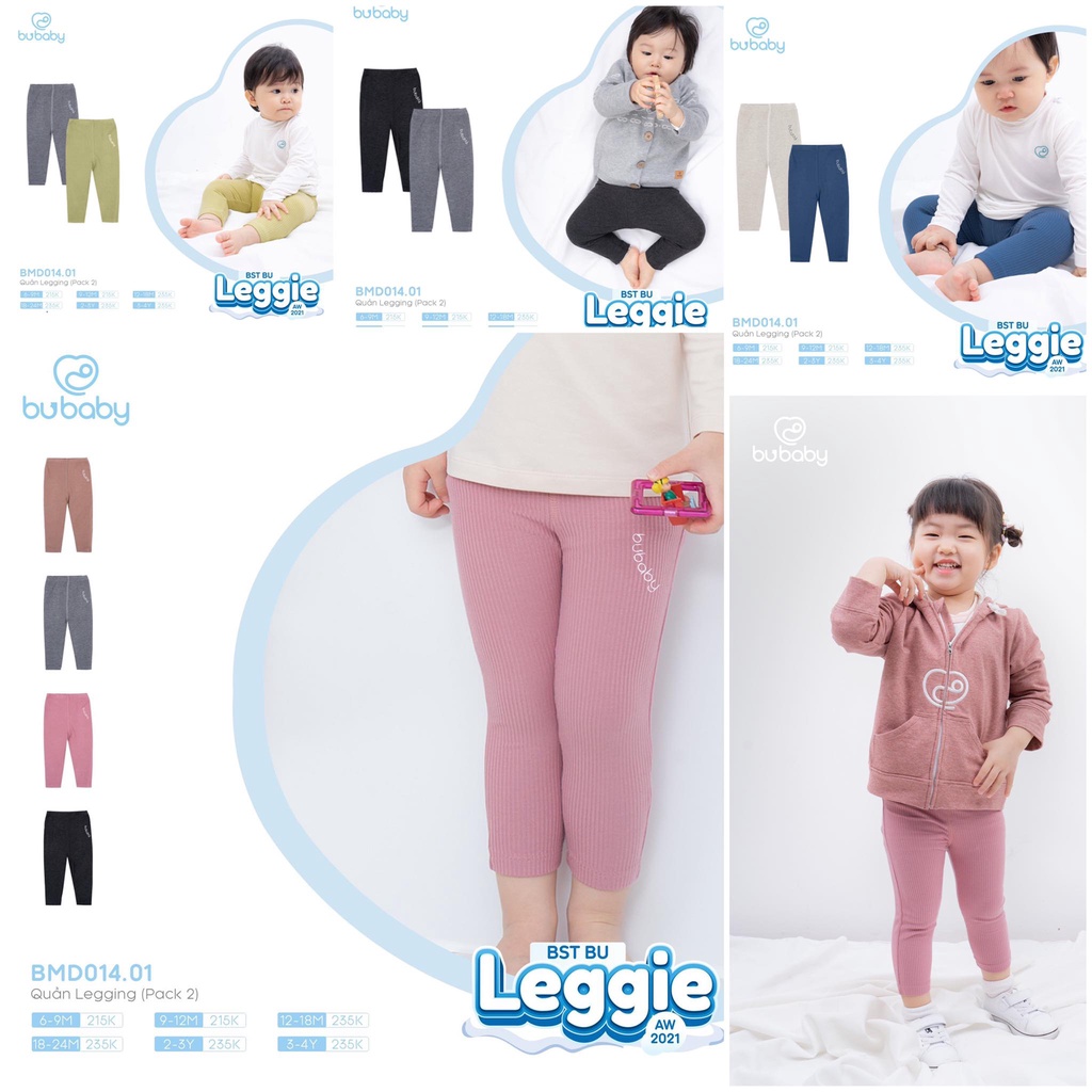 [CHÍNH HÃNG] Set 2 quần legging trẻ em BMD014.01 Bu