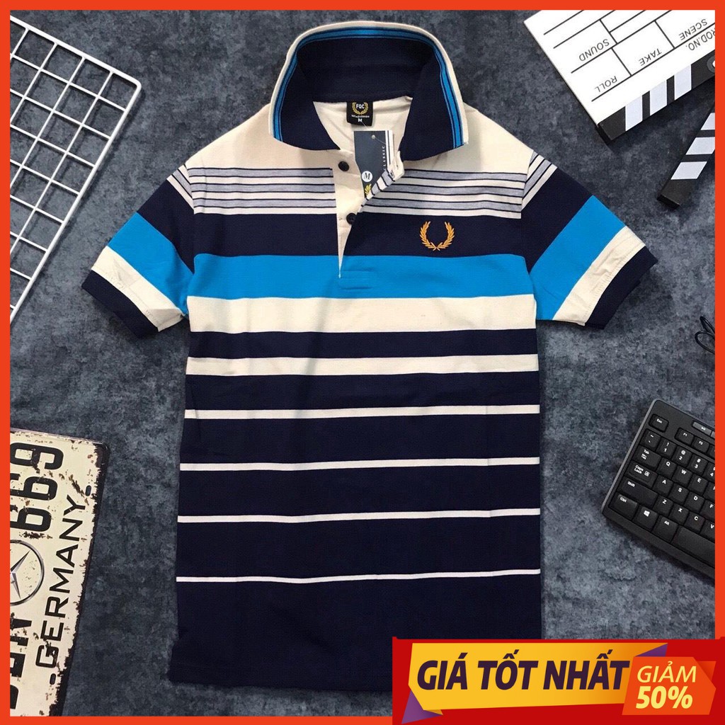 Áo thun nam cá sấu 💖FREESHIP💖 Áo Thun logo thêu bông lúa sọc ngang hàng xuất khẩu- Thời trang Hansara 247 Kitty4