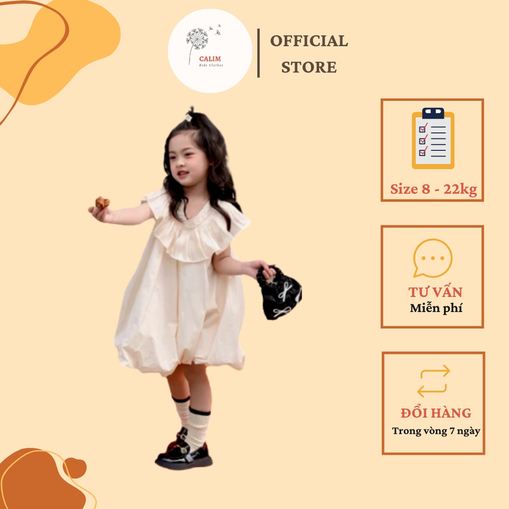 Váy, đầm dáng bí ngô tay sát nách từ 5kg đến 35kg cổ tim đáng yêu cho bé gái