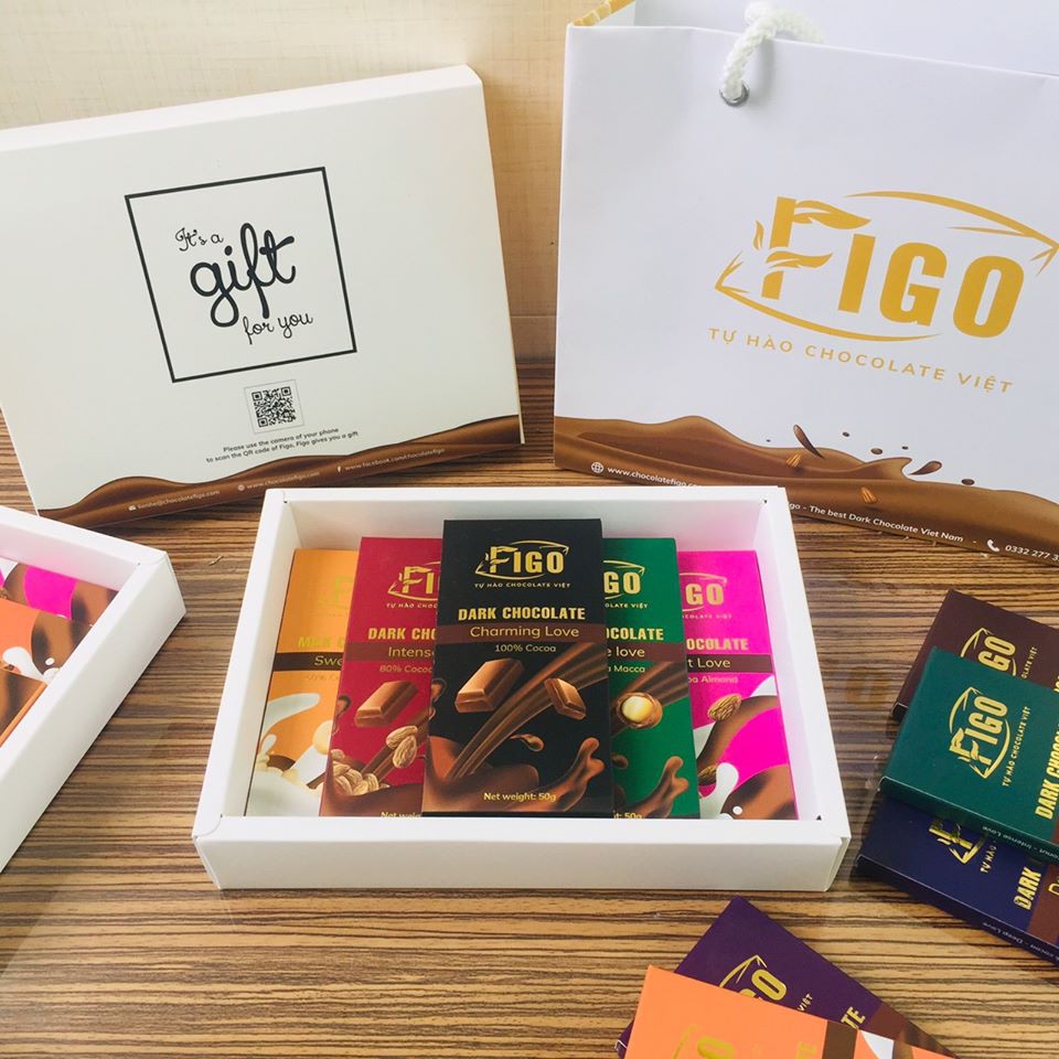 [ƯU ĐÃI SP MỚI] Dark Chocolate 90% Cacao, Socola đen đắng 90% Cacao Figo Hộp 50gr Keto, Giảm cân/