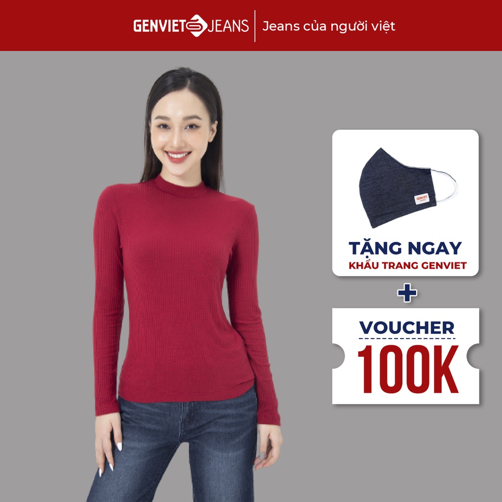 Áo Len Nữ GENVIET Cổ 3 Phân Body DC120I1942