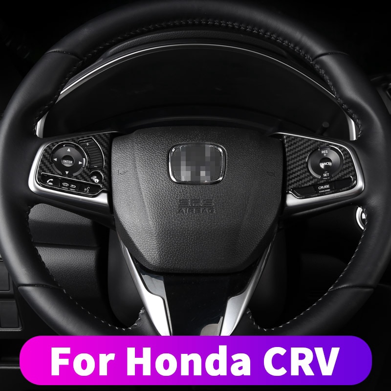 Miếng dán trang trí vô lăng xe hơi bằng ABS họa tiết sợi carbon cho Honda CRV CR-V 2017 2018 2019 2020