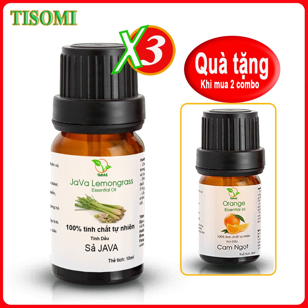 Combo 3 chai tinh dầu Sả Java nguyên chất 10ml- Tinh dầu xông phòng, khử mùi, kháng khuẩn, đuổi muỗi và côn trùng