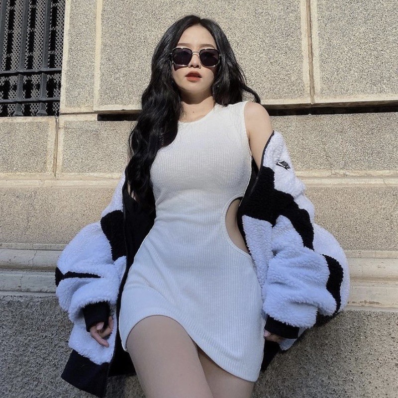 - VÁY THUN COTTON BA LỖ CUT OUT CÁ TÍNH (Váy may 2 lớp)