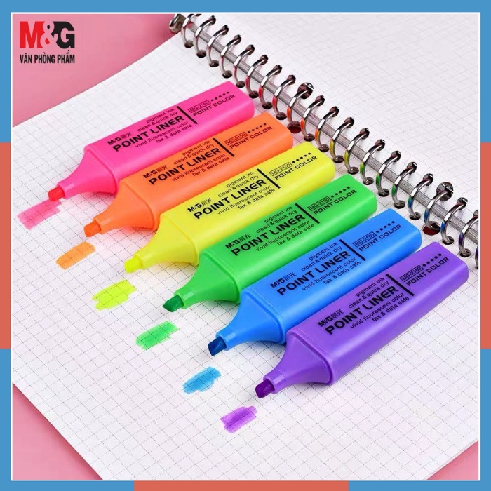 Bút Đánh Dấu Dòng M&G 21572 Chính Hãng - 6 Màu, Mực Nhanh Khô, Màu Tươi Sáng