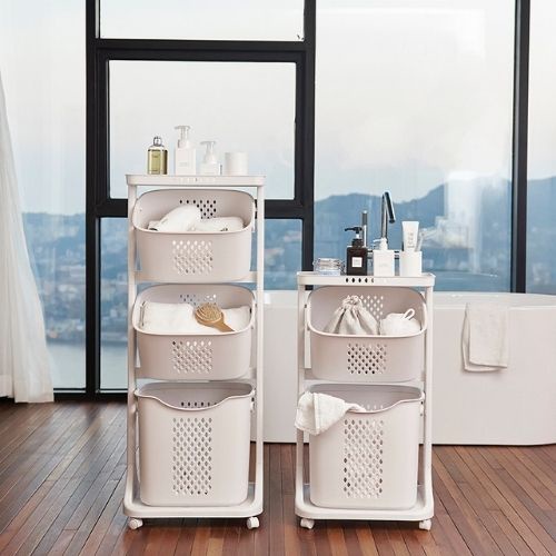 Kệ,Rổ nhựa đựng đồ 2 tầng- 3 tầng có bánh xe- Kệ đựng bỉm, sữa, quần áo cho bé tiện lơi